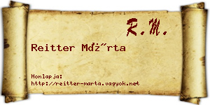 Reitter Márta névjegykártya